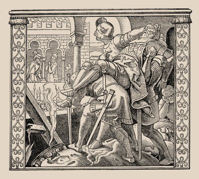 Nibelungen. Hvordan Rudigers korps præsenteres for Krimhild, 1840-1841. af Alfred Rethel