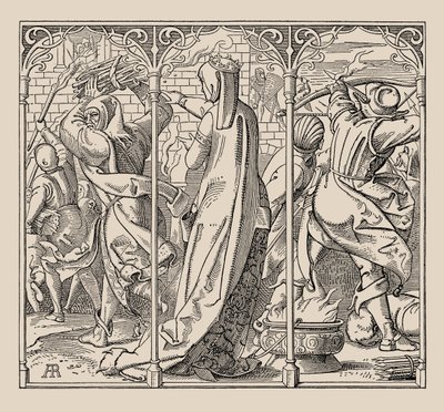 Nibelungen. Hvordan dronningen gav ordre til at brænde hallen ned, 1840-1841. af Alfred Rethel