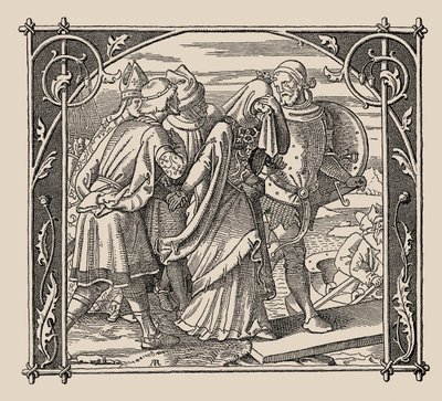 Nibelungen. Kriemhilds afsked, 1840-1841. af Alfred Rethel