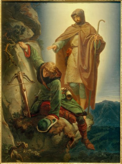 Skytsengel redder Maximilian i Martinswand / Rethel af Alfred Rethel