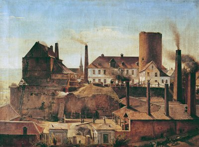 Harkortfabrikken ved Burg Wetter, ca. 1834 af Alfred Rethel