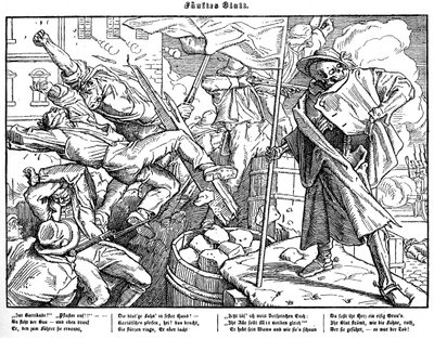 Totentanz 1848: Døden fører revolutionære borgere af Alfred Rethel