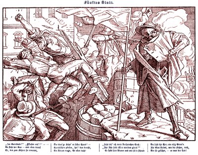Totentanz 1848: Døden fører revolutionære borgere af Alfred Rethel