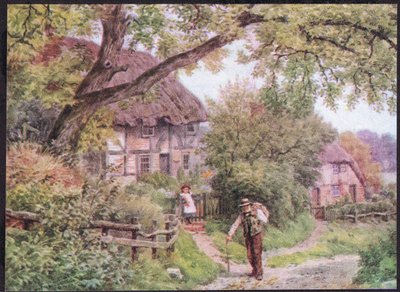 A af Lane at Houghton, Suffolk, fra The Cottages and the Village Life of Rural England udgivet af Dent & Sons Limited, 1912 af Alfred Robert Quinton