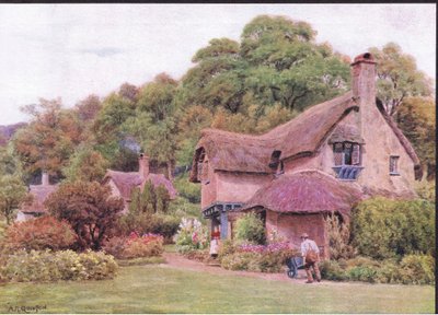 Almshouses, Selworthy Green, Somerset, fra The Cottages and the Village Life of Rural England udgivet af Dent & Sons Limited af Alfred Robert Quinton