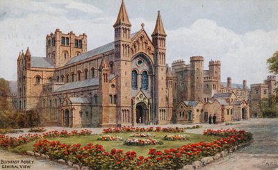 Buckfast Abbey (farve litho) af Alfred Robert Quinton