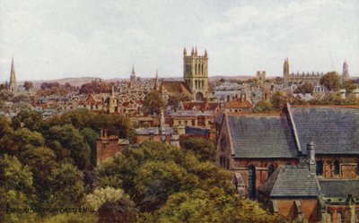 Cambridge, fra Castle Hill (farve litho) af Alfred Robert Quinton