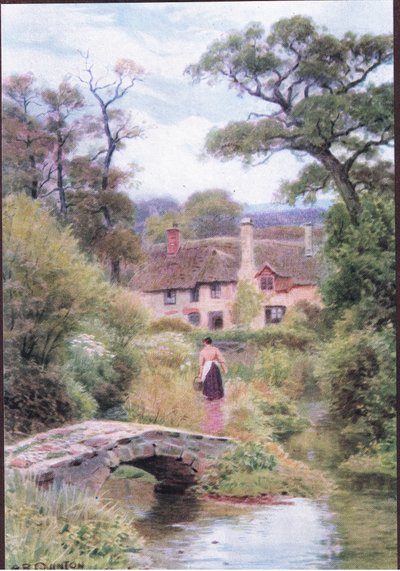 Gangbro, nær Porlock, Somerset, fra The Cottages and the Village Life of Rural England udgivet af Dent & Sons Limited af Alfred Robert Quinton