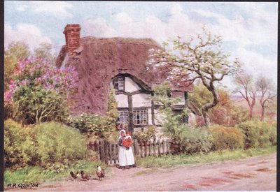 Lilac and Apple Blossoms, Harvington, Worcester, fra The Cottages and the Village Life of Rural England udgivet af Dent & Sons Limited, 1912 af Alfred Robert Quinton