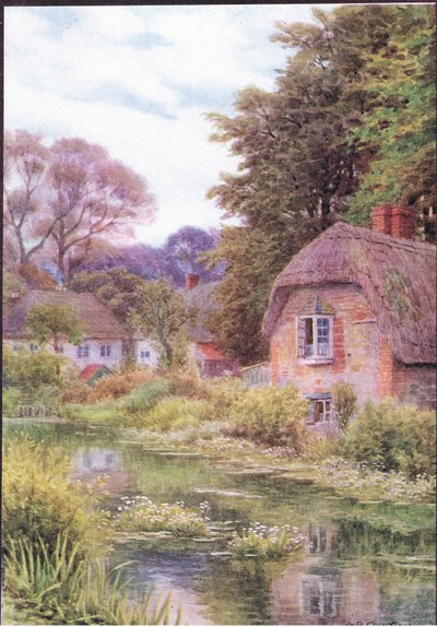 On the Avon at Lake, nær Salisbury, fra The Cottages and the Village Life of Rural England udgivet af Dent & Sons Limited af Alfred Robert Quinton