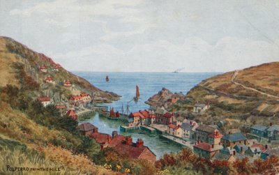 Polperro fra bakken (farve litho) af Alfred Robert Quinton
