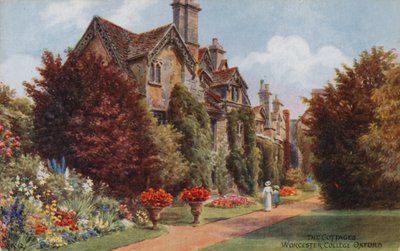 The Cottages, Worcester College, Oxford (farve litho) af Alfred Robert Quinton