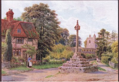 The Cross, East Hagbourne, Berkshire, fra The Cottages and the Village Life of Rural England udgivet af Dent & Sons Limited, 1912 af Alfred Robert Quinton