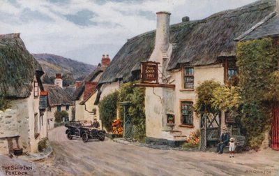 The Ship Inn, Porlock (farve litho) af Alfred Robert Quinton