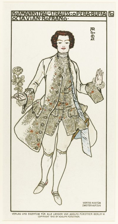 Kostumedesign til operaen Der Rosenkavalier The Knight of the Rose af Richard Strauss, 1910 af Alfred Roller