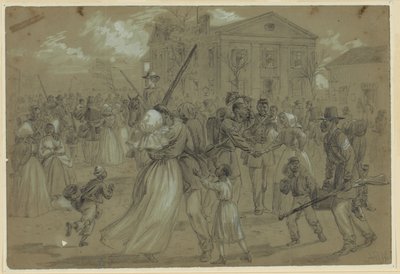 Afroamerikanske soldater mønstrede i Little Rock, Arkansas af Alfred Rudolph Waud