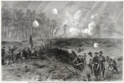 Army of the Potomac - Kampen om de fremtrædende, nær Spottsylvania, Virginia. 12. maj 1864 fra Harpers Weekly, pub. 1864 af Alfred Rudolph Waud