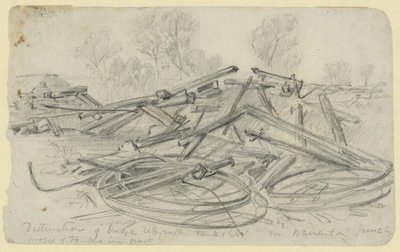 Ødelæggelse af brotelegraftanke osv. I Warrenton Junction af Alfred Rudolph Waud