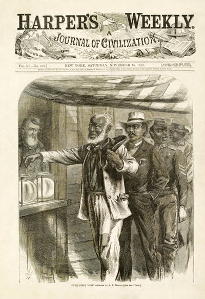 Den første afstemning, pub. Harpers Weekly, 1867 af Alfred Rudolph Waud