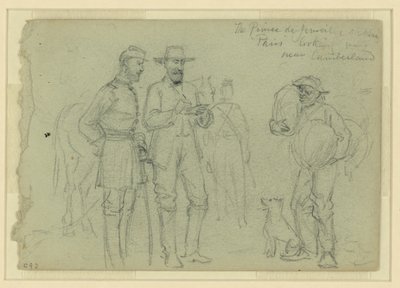 Prinsen de Joinville skitserer "Paris" og ser på, nær Cumberland af Alfred Rudolph Waud