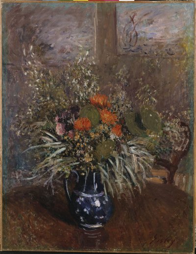 En buket blomster af Alfred Sisley