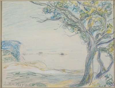 Træer ved havet af Alfred Sisley