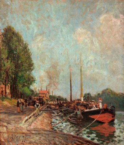 Barke i Billancourt af Alfred Sisley