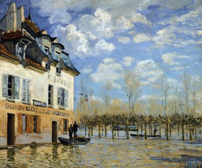 Båd i oversvømmelsen ved Port-Marly (Port-Marly) (olie på lærred af Alfred Sisley