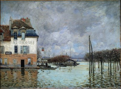 Flood at Port-Marly - Olie på lærred af Alfred Sisley