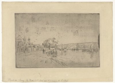 Udsigt over floden Loing med både fra bredden Bords du Loing: La Rive af Alfred Sisley