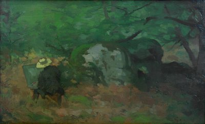 Maleren Monet i skoven Fontainebleau af Alfred Sisley