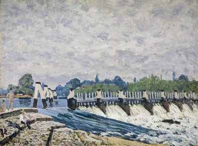 Molesey Weir, Hampton Court af Alfred Sisley