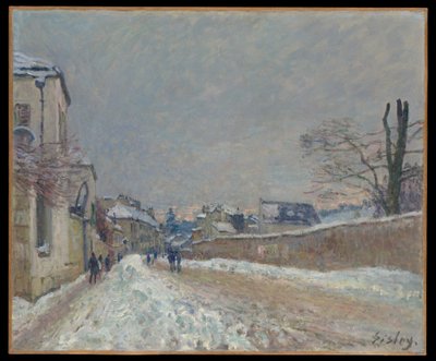 Rue Eugène Moussoir i Moret: vinter af Alfred Sisley