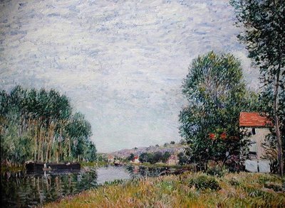 The Banks of the Loing at Moret af Alfred Sisley