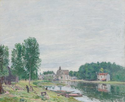 Matrat-bådværftet, Moret-Sur-Loing, regnvejr af Alfred Sisley