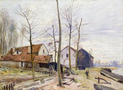 Møllerne af Moret, med Rising Sun; The Mills of Moret, ved solopgang, 1889 af Alfred Sisley