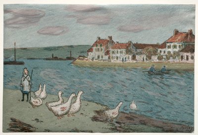 Flodbredden eller gæs, 1897. af Alfred Sisley