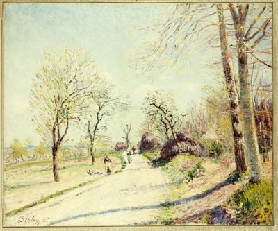 Vejen fra Veneux til Moret på en forårsdag, 1886 af Alfred Sisley