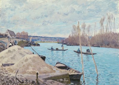 Seinen ved Port-Marly, bunker af sand af Alfred Sisley