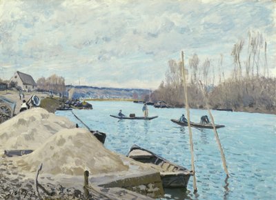 Seinen ved Port-Marly, bunker af sand, 1875 af Alfred Sisley