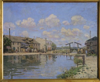 Udsigt over Canal St. Martin, Paris ... (olie på lærred) af Alfred Sisley