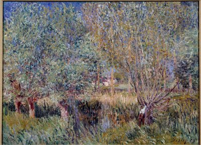 Piletræer på bredden af floden Orvanne. Maleri af Alfred Sisley (1839 - 1899) af Alfred Sisley