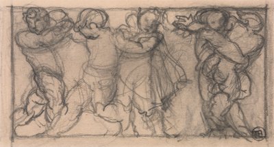 Gruppe af Cherubs (design til en frise?) af Alfred Emile Stevens