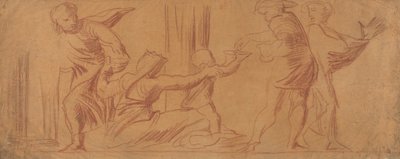 Gruppe af figurer, børn, der tigger i midten af Alfred Emile Stevens