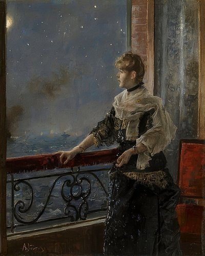 Moonlight (Klar af månen). Omkring 1885 af Alfred Emile Stevens