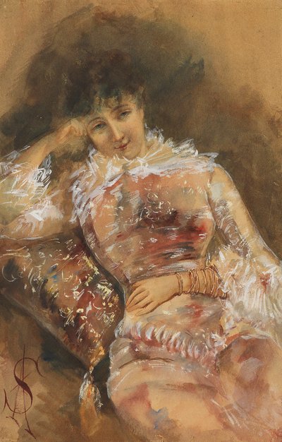 Portræt af Sarah Bernhardt 1844-1923, ca. 1880. af Alfred Emile Stevens