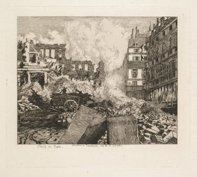 Paris med tog. Nedrivning af Vaudeville-teatret: rue du Dix-Decembre af Alfred Taiée