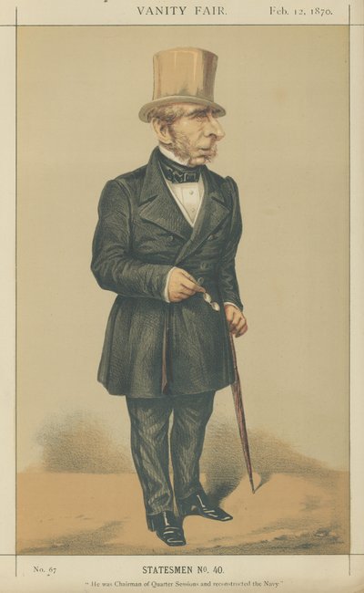 Mr John Somerset Pakington (farve litho) af Alfred Thompson