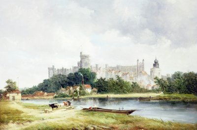 Windsor Castle fra Brocas Meadows af Alfred Vickers