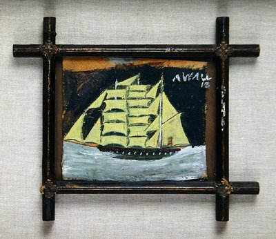 Send i en religiøs ramme (olie og blyant på papir) af Alfred Wallis